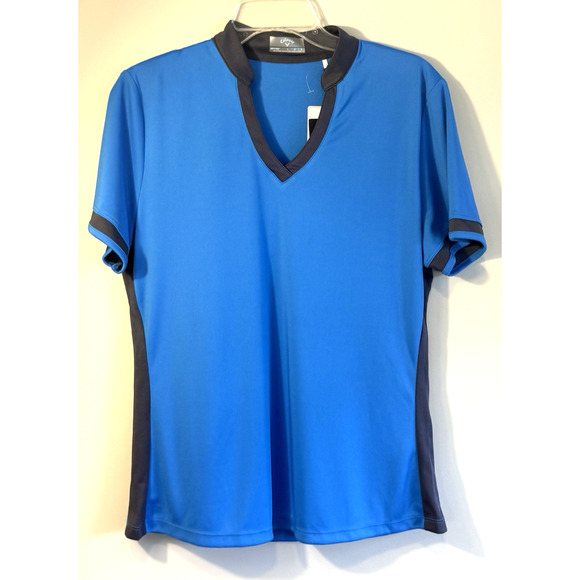 Callaway Women's Color Block Blue Sea Star Collar Golf Polo Opti-Dri Size L NWT - Picture 4 of 12